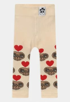 Mini Rodini E.T HEART UNISEX - Leggings - Trousers - Offwhite