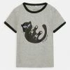 Mini Rodini BABY CAT TEE UNISEX - Print T-shirt - Grey Melange -Mini Rodini shop 5f6e403260da4db092f5b0501cb190d4