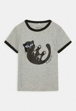 Mini Rodini BABY CAT TEE UNISEX - Print T-shirt - Grey Melange
